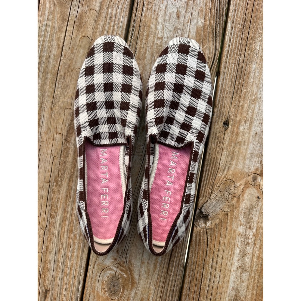 Rothy's x Marta Ferri Brown Check Gingham Loafers Flats Women 11 - Picture 2 of 7